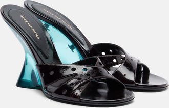 Dries Van Noten Patent leather wedge mules