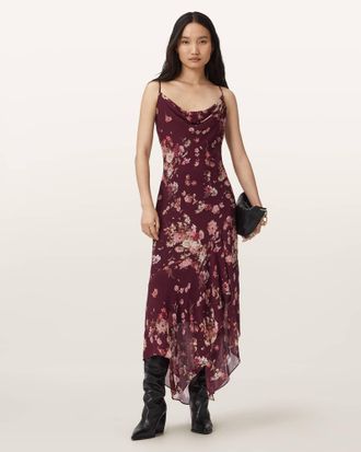 AllSaints Viscose Charlotte Floral Maxi Dress, Size: UK 14/US 10