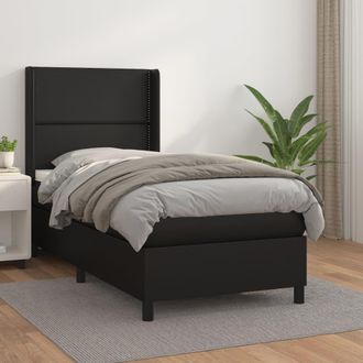 vidaXL Vidaxl - Cama Box Spring Con Colch&oacute;n Cuero Sint&eacute;tico Negro 100x200 Cm