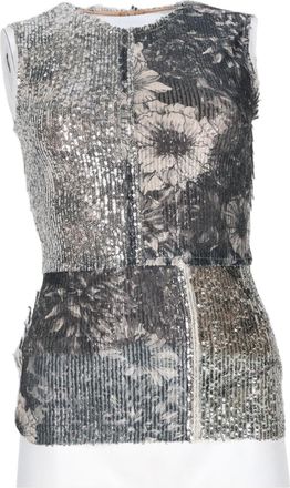 Maison Margiela Fitted Patchwork Top With Textured Knit And Floral Designs
