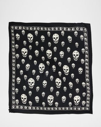 Alexander McQueen Pleated Silk Skull Scarf