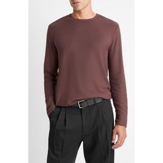 Vince Pima Cotton Piqu&eacute; Long Sleeve T-Shirt in Washed Port at Nordstrom, Size Large
