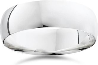 Pompeii3 14K White Gold 7mm Plain Mens Wedding Band Ring Size Selectable