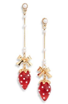 Eye Candy Los Angeles Adeline Strawberry Faux Pearl Drop Earrings in Red at Nordstrom Rack