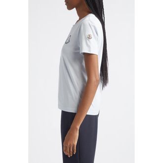 Moncler Logo Cotton Jersey Graphic T-Shirt in Blue at Nordstrom, Size X-Small