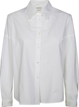 P.A.R.O.S.H. White Wide-Sleeved Cotton Shirt with Classic Collar