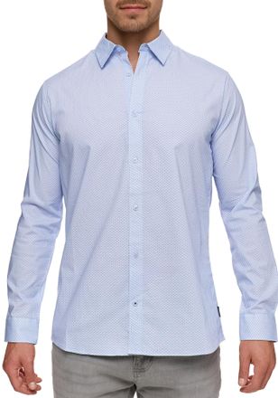 Indicode Langarmhemd INDICODE INPrince, Herren, Gr. S, N-Gr, blau (sky way), Web, Obermaterial: 98% Baumwolle, 2% Elasthan, unifarben, regular fit, Hemden Lang