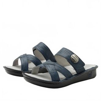 Alegria Womens Victoriah Basketry Slide In Navy