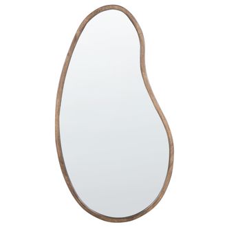 Beliani Espejo De Pared De Estilo Escandinavo Con Marco De Madera De Paulownia Decorativo Marr&oacute;n Claro Cabidos