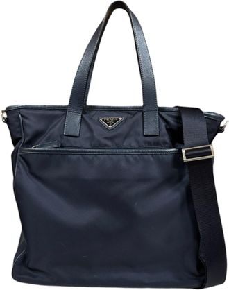 Prada Navy Nylon Shoulder Bag (Pre-Owned)