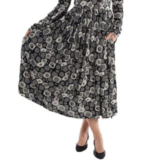 Yohji Yamamoto Asymmetrical Abstract Patterned Midi Skirt, Brand Size 2 (Small)