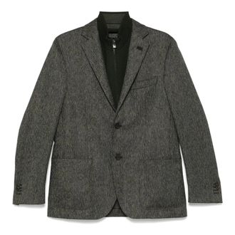 Corneliani Blazers, male, Green, Size: 2XL Cotton/Wool Jacket with Zip Closure