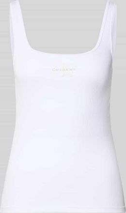 Calvin Klein Jeans Slim Fit Top mit Logo-Print Modell Scoop in Weiss, Gr&ouml;&szlig;e XL