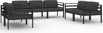 vidaXL Set Muebles De Jard&iacute;n 7 Pzas Y Cojines Aluminio Gris Antracita Vidaxl