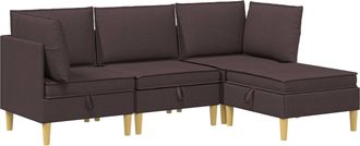 vidaXL Juego De Sof&aacute; Modular Con Almacenamiento 4 Uds. Marr&oacute;n Oscuro Vidaxl