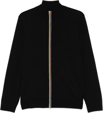 Paul Smith Merino Wol Trui met Rits - Heren - Vesten - Zwart - XL - Wol - Truien & Vesten