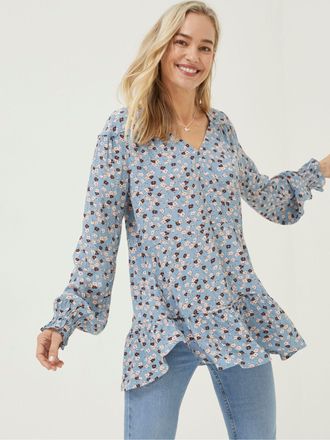 Fat Face FatFace Blue Dylan Tonal Longline Blouse