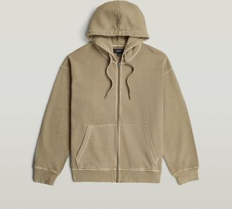 G-Star Washed Zip Hoodie - Beige - Heren