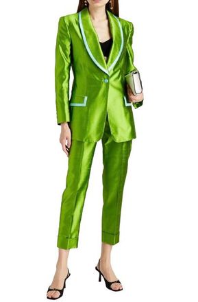 Dolce & Gabbana Leaf Green Silk-dupioni Blazer Size XL