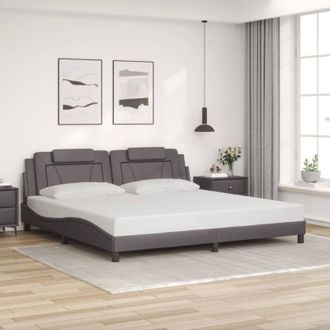 vidaXL Estructura De Cama Sin Colch&oacute;n Cuero Sint&eacute;tico Gris 200x200 Cm Vidaxl