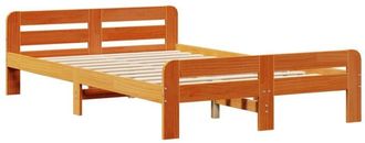 vidaXL Estructura De Cama Sin Colch&oacute;n Madera Maciza Marr&oacute;n 120x190 Cm Vidaxl