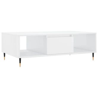 vidaXL Vidaxl - Mesa De Centro Madera De Ingenier&iacute;a Blanco Brillo 104x60x35 Cm