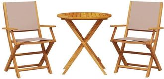 vidaXL 3 Piece Bistro Set Taupe Fabric and Solid Wood Vidaxl