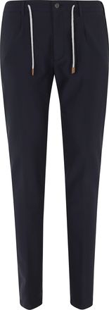 Eleventy Blue Drawstring-Band Cotton-Blend Jogger Pants