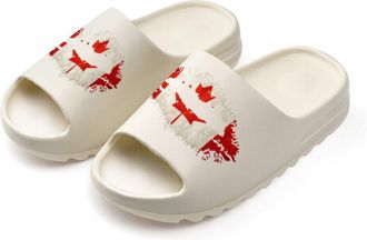 Generic Canada Lip Flag Slides for Women Men Soft Thick Bottom Coconut Slippers Sandals for Bathroom Beach