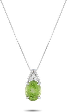Luxury Bazaar Platinum 0.09ct Diamond and Peridot Pendant Necklace MF09-041326