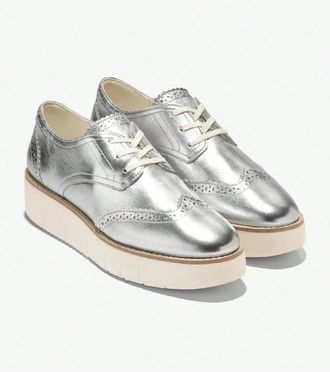 Cole Haan Grand City W31494 Oxford Womens C Silver Platform Shoes RHS9030
