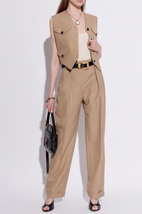 Versace Wool Sleeveless Top, Womens, Cream