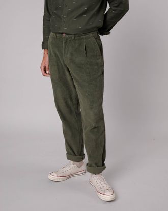 Brava Fabrics Corduroy Pleated Pants Stone Green - 100% (Organic) Cotton