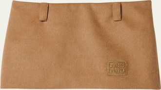 Miu Miu Logo Camel Hair Mini Skirt