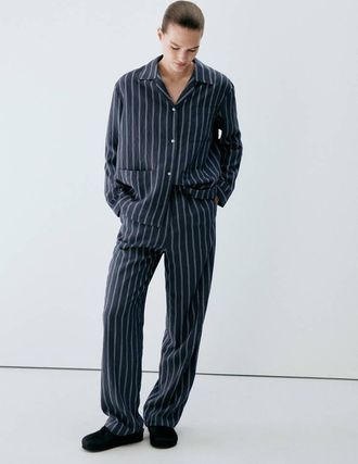 Mango Pantaloni pigiama righe navy - Donna - S - MANGO