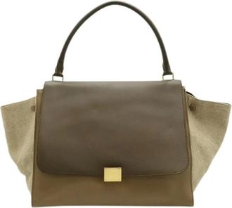 Celine Pre-owned Handbags, female, Gray, Size: ONE SIZE Pre-owned Trapeze Leather Canvas 2way Bag