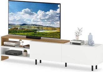 Costway 181CM Long TV Stand for 80 Inch TVs Modern Entertainment Center Storage White