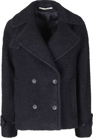 Tagliatore Boxy Short Double-Breasted Coat With Wide Lapels