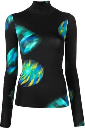 Nina Ricci Gedrukte Parachute Top met Hoge Hals - Dames - Longsleeves - Zwart - XS - Tops