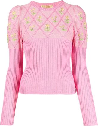 Cormio long-sleeve knitted top - women - Metallic Fibre/Cotton/Polyamide/Viscose - 44 - Pink