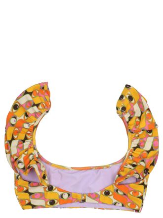 La DoubleJ Ruffle Print Bikini Top - Yellow