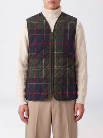 Barbour Padded Polyester Gilet with Tartan Pattern and V-Neck