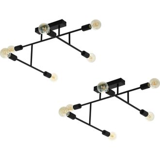 Loops 2 PACK Pendant Ceiling Light Colour Black Chrome Criss Cross Design E27 6x40W
