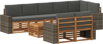 vidaXL Conjunto De Sof&aacute;s De Exterior 9 Uds. Natural Y Antracita Vidaxl