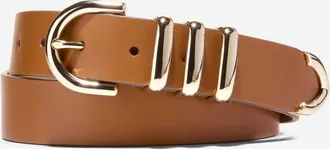 Cole Haan Womens 32MM Beveled Edge Modern 3PC Belt Set - Beige Size Medium