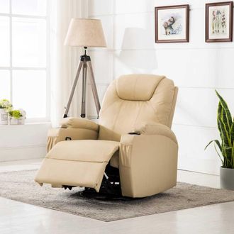 vidaXL Vidaxl - Sill&oacute;n De Masaje Mecedora De Cuero Sint&eacute;tico Crema
