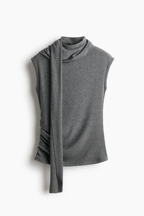 H&M Scarf-collar Top in Dark Gray Melange at Nordstrom, Size X-Small