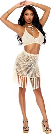 Elegant Moments Crochet mini skirt with fringe