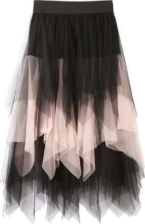 Generic Tutu Skirt Womens Midi Petticoat 1950s Tulle Asymmetrical Fancy Dress for Cosplay Party Night Out Underskirt Pink