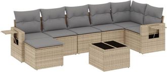 vidaXL Vidaxl - Juego De Sof&aacute;s De Jard&iacute;n Con Cojines Beige 8 Pzas Rat&aacute;n Pe